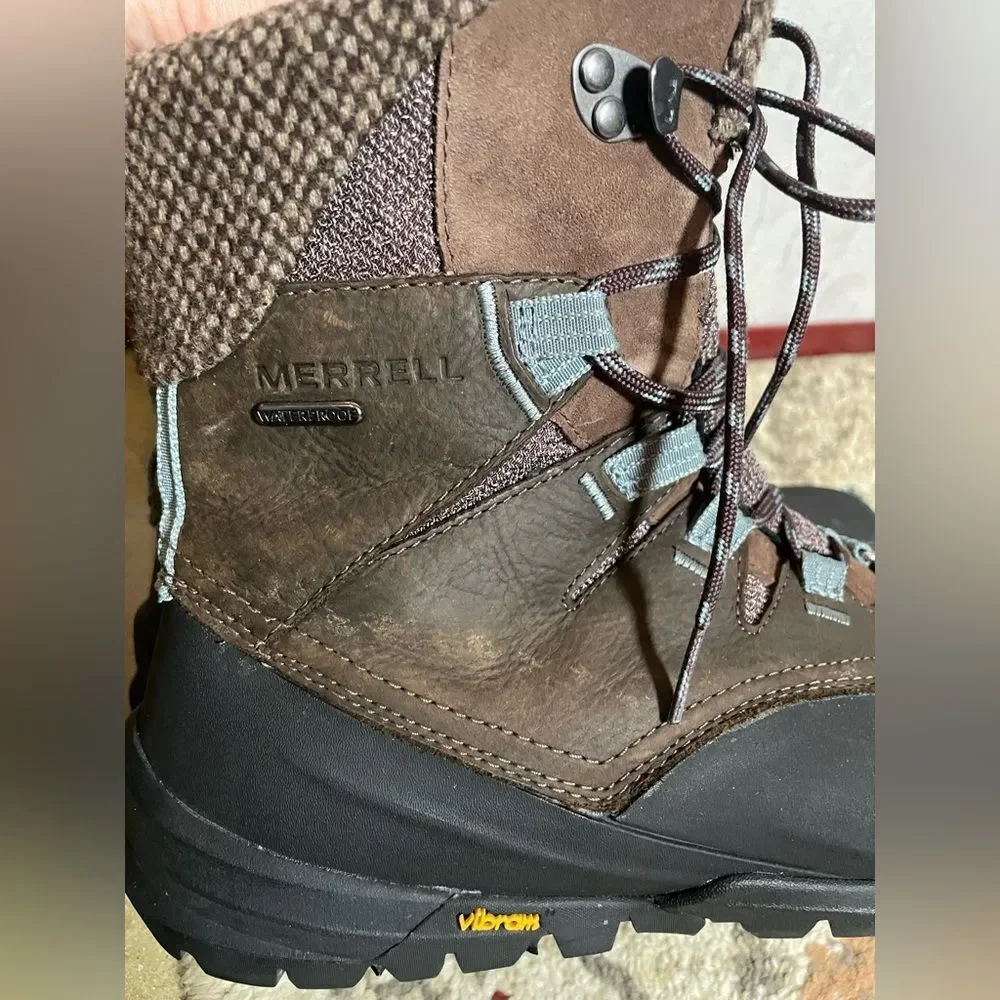 Merrell Women’s Therma Aurora 2 Mid Shell Leather & Wool Winter Boots (Size: 8)
